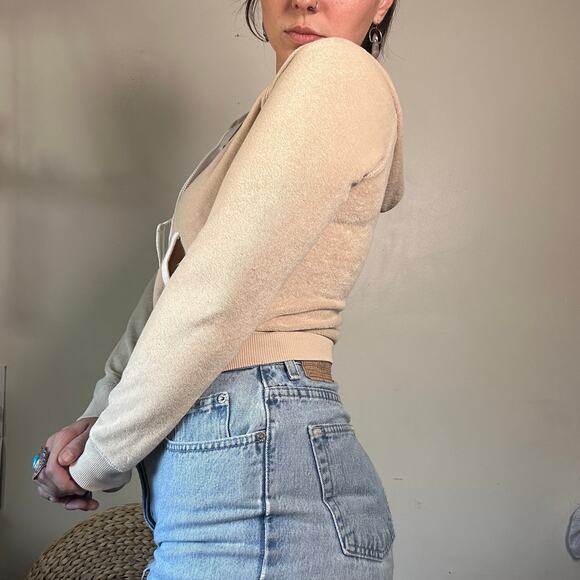 Vintage Y2K Guess Jeans Beige Zip-up Track Suit Jacket Sz S/P - Picture 6 of 8